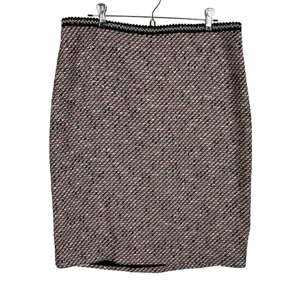 Talbots Tweed Black Pink Orange A-Line Career Skirt Women's 12 Wool Blend